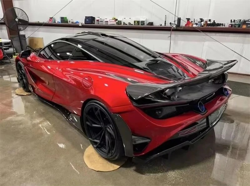 RY Style Dry Carbon Fiber Rear Wing Spoiler Front Lip Side Skirts Fenders Vents for  720s